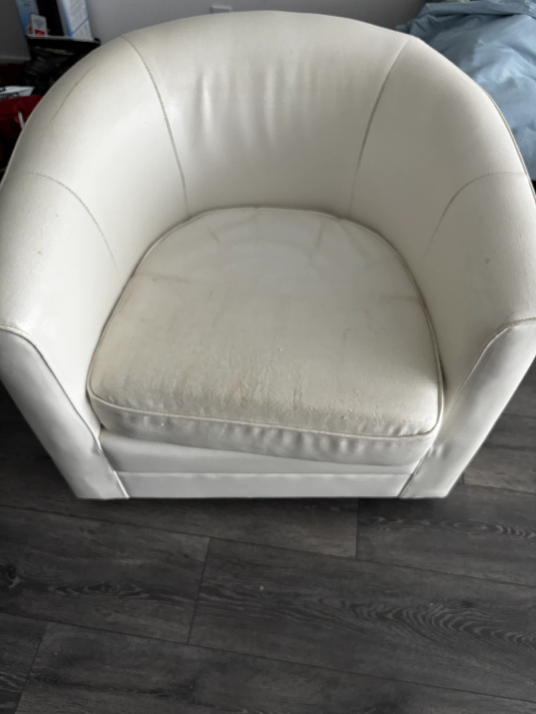 2 White 360° Swivel Accent Chairs