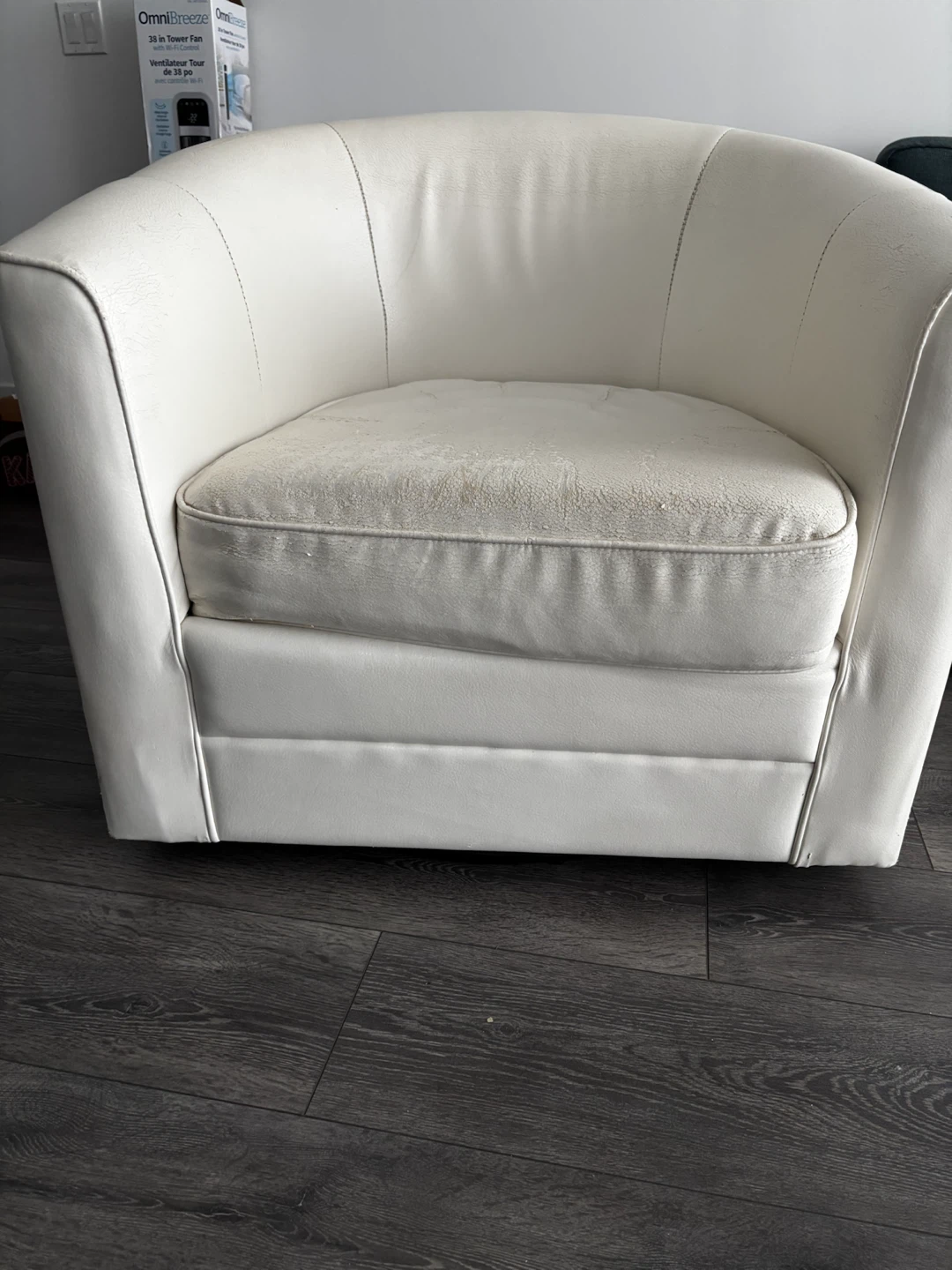 2 White 360° Swivel Accent Chairs - photo 2