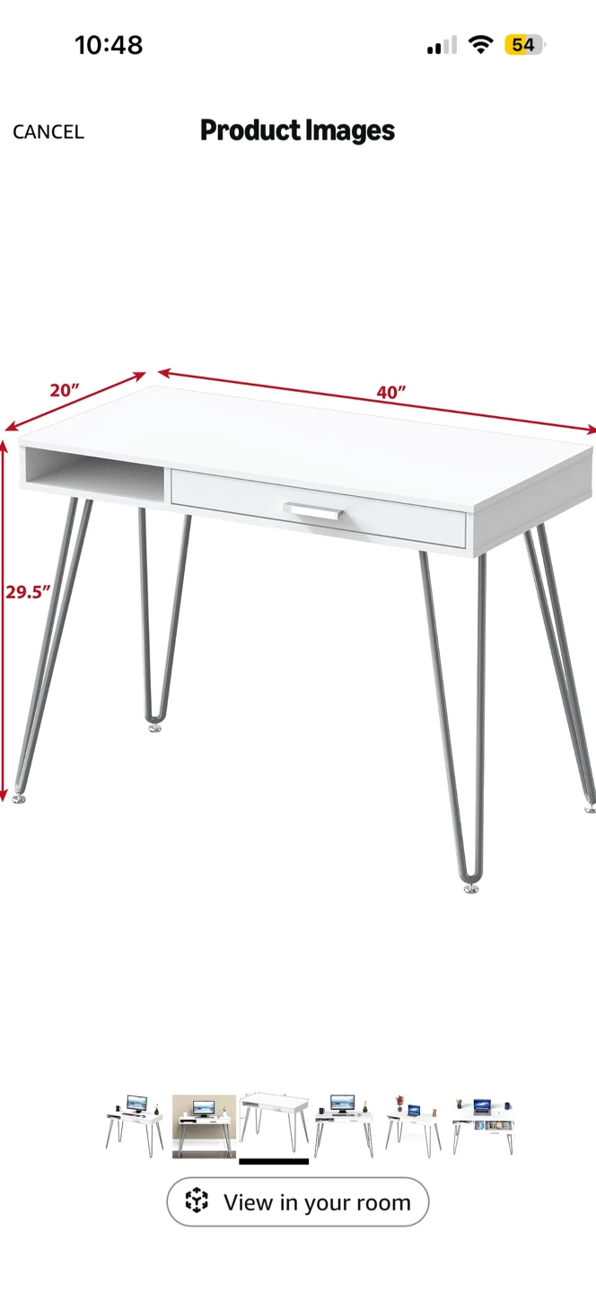 White Desk/vanity with Drawer and Metal Legs - photo 2