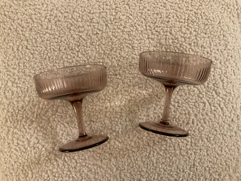 H&M Set of 2 Pink Ribbed Cocktail Glasses