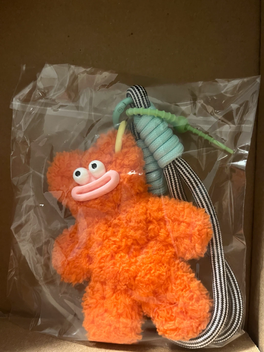 Orange Fuzzy Monster Keychain Charm