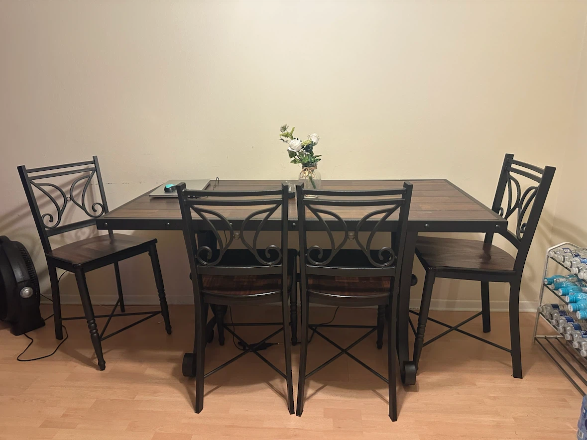 Rustic Dining Table and 4 Chairs Set