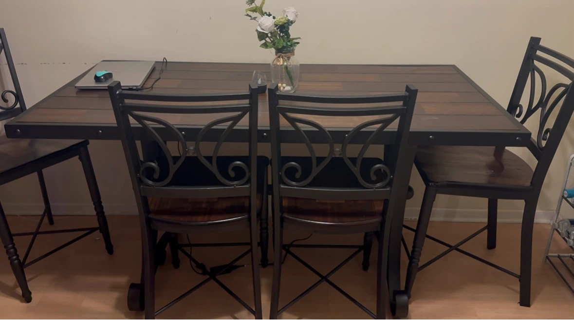 Rustic Dining Table and 4 Chairs Set - photo 3