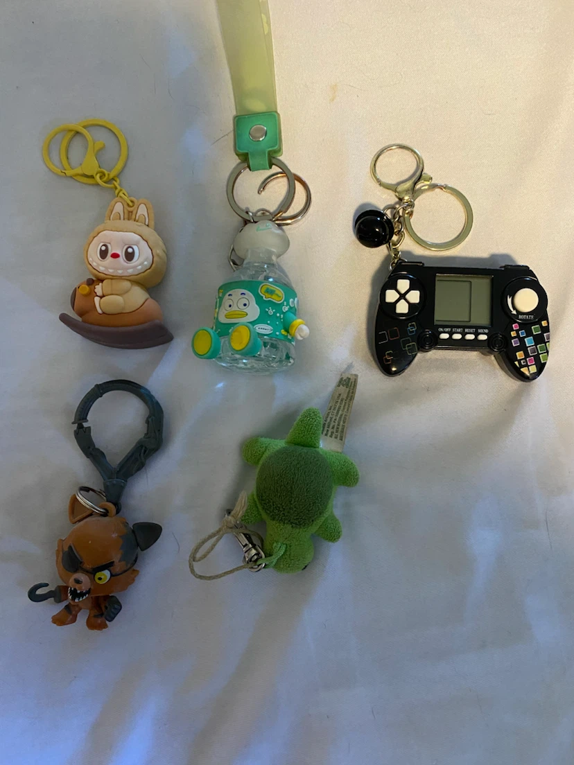 Assorted Keychains - Mini Game Console, Plush Turtle, Character