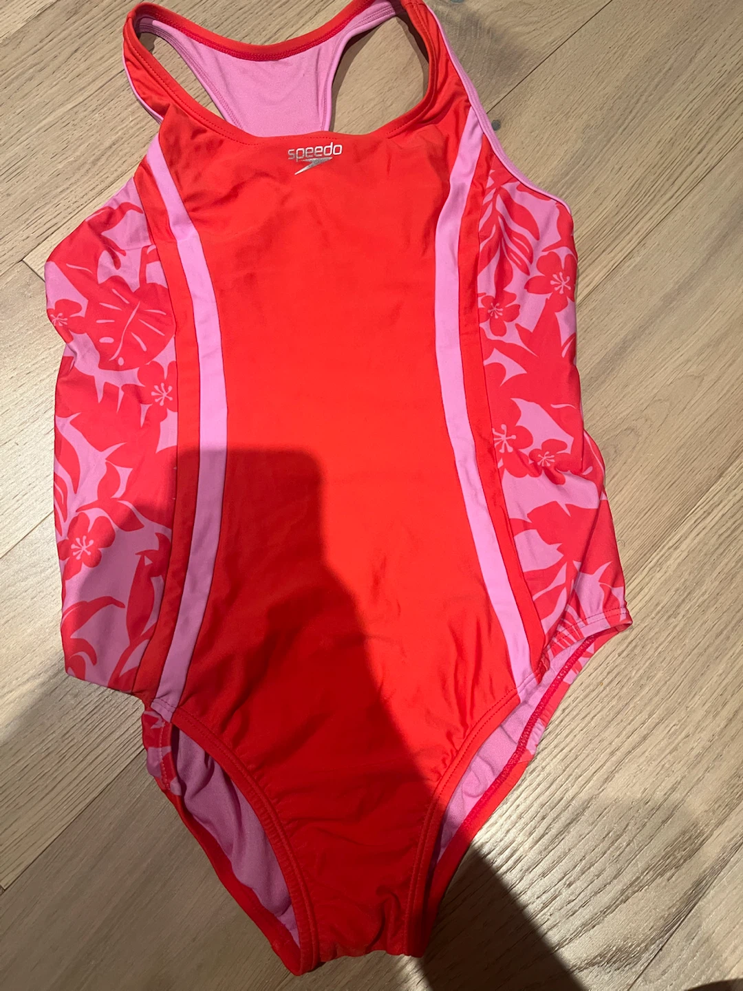 Speedo Girls Red and Pink Floral Swimsuit Size 14