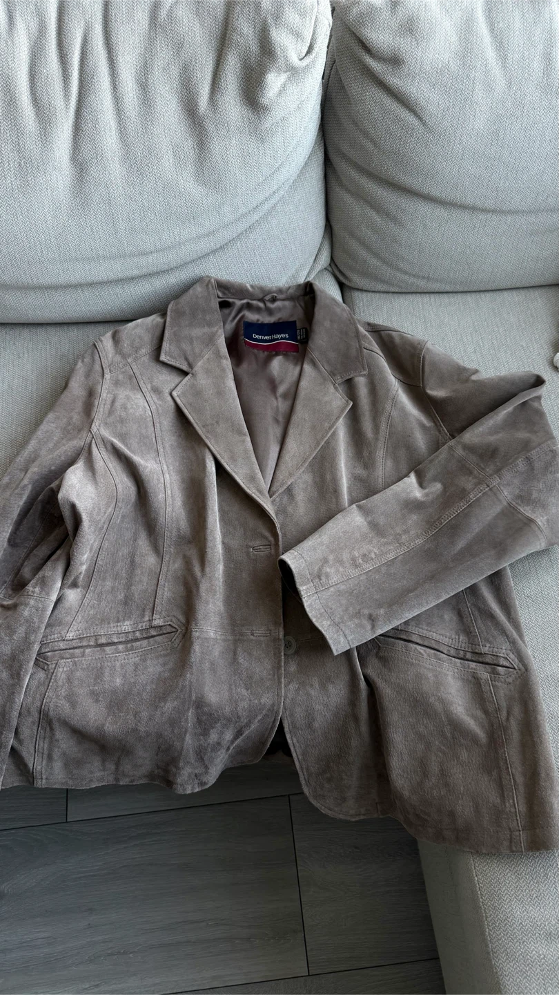 Genuine suede blazer in a  taupe/beige, 2XL - photo 4