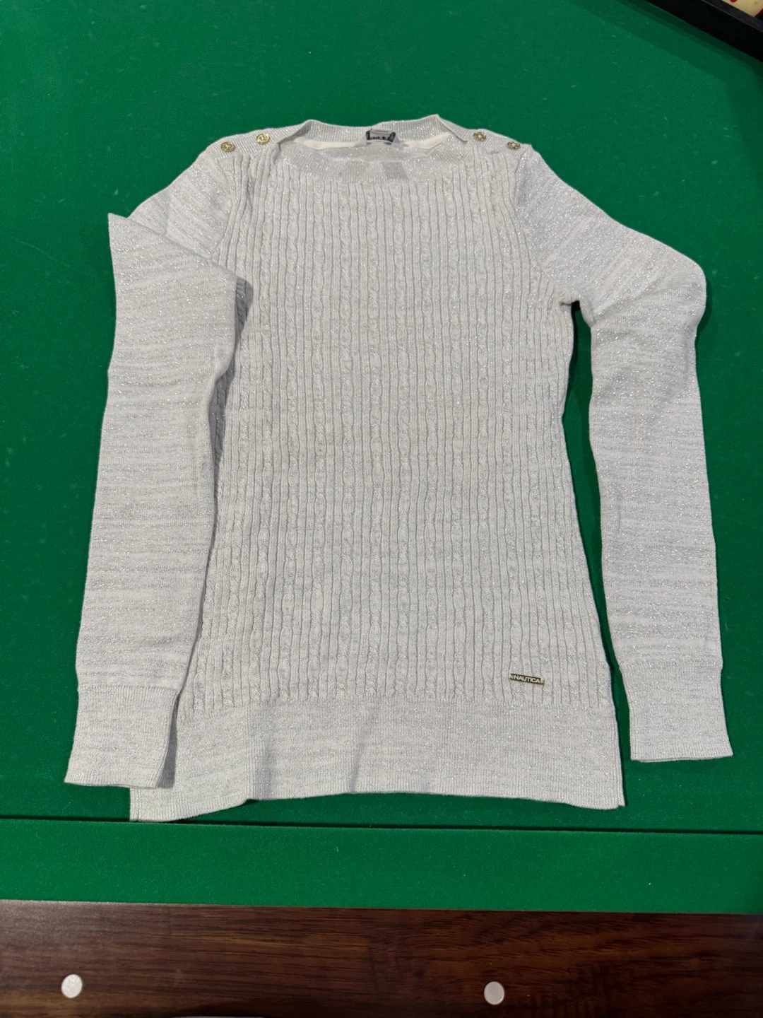 Nautica Sparkly Cable Knit Sweater XS