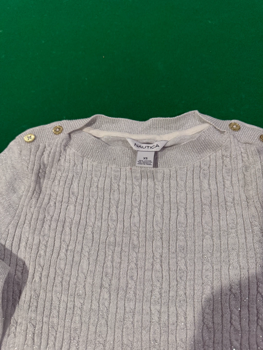 Nautica Sparkly Cable Knit Sweater XS - photo 2