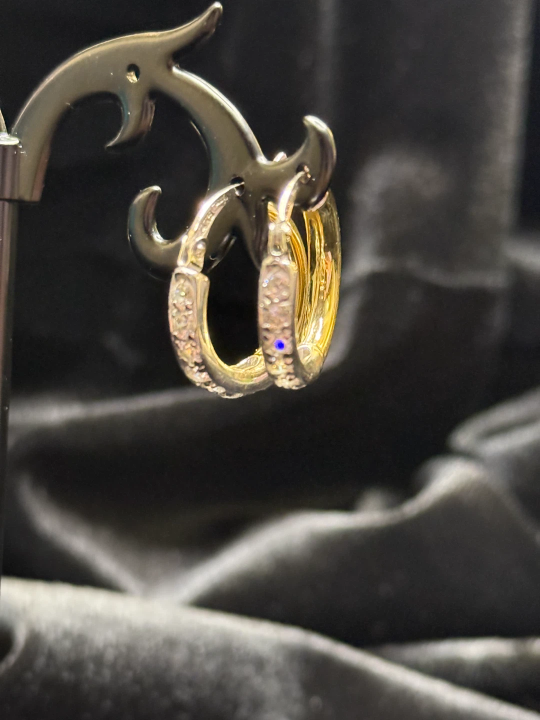 14k Gold, made in Italy Two-Tone Hoop Earrings