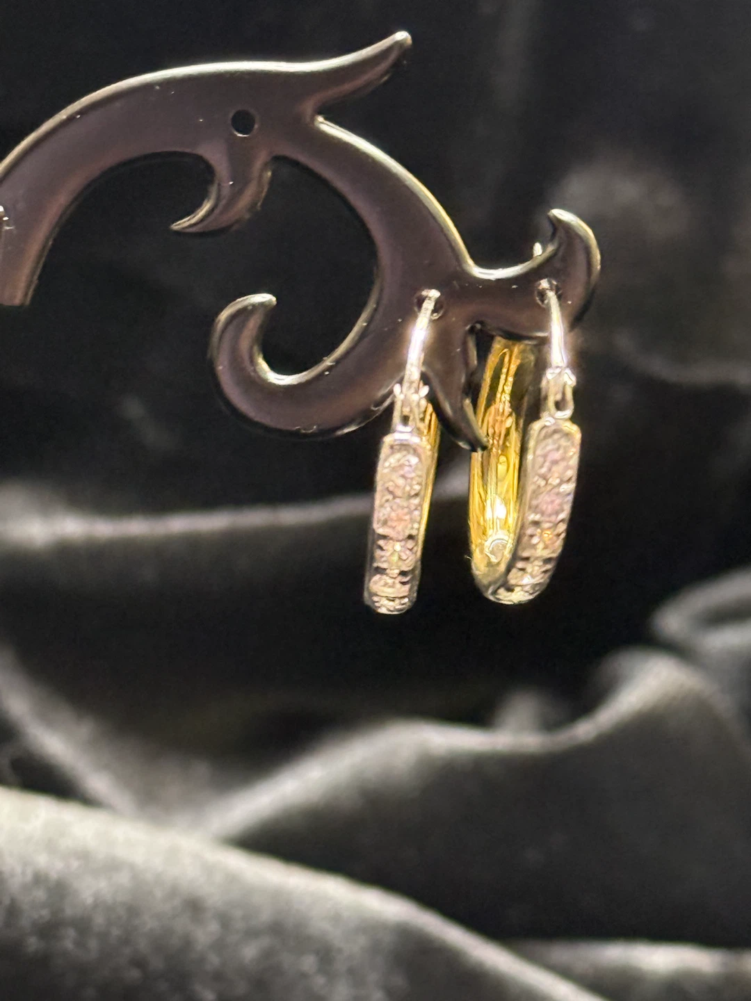 14k Gold, made in Italy Two-Tone Hoop Earrings - photo 3