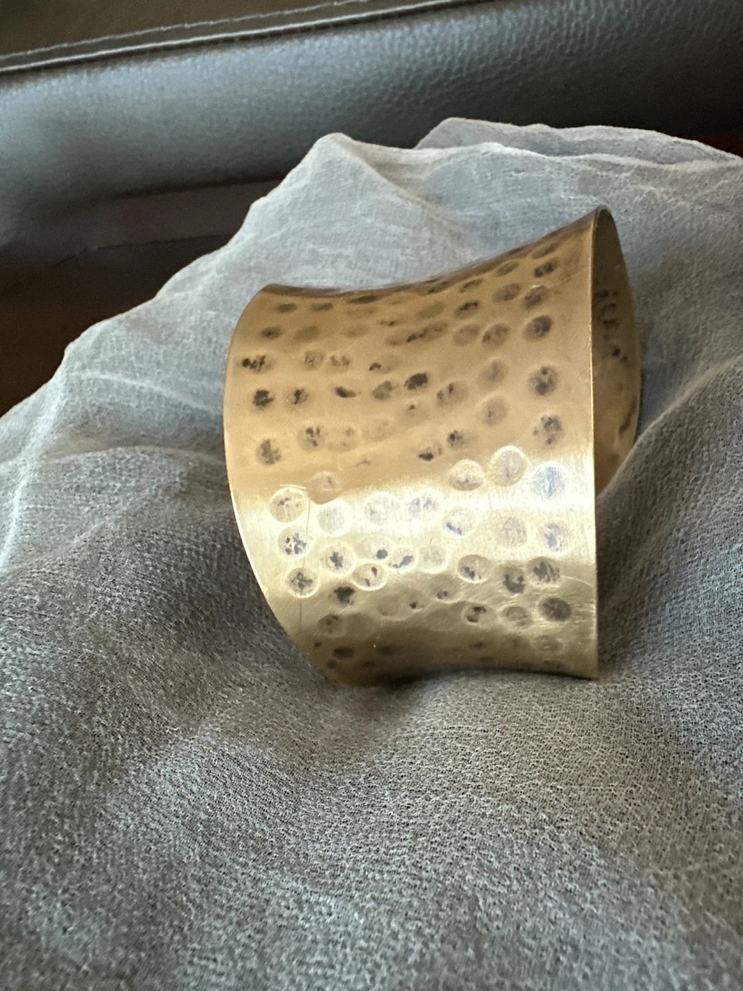Vintage Wide Hammered Brass Cuff  Boho Statement Bracelet