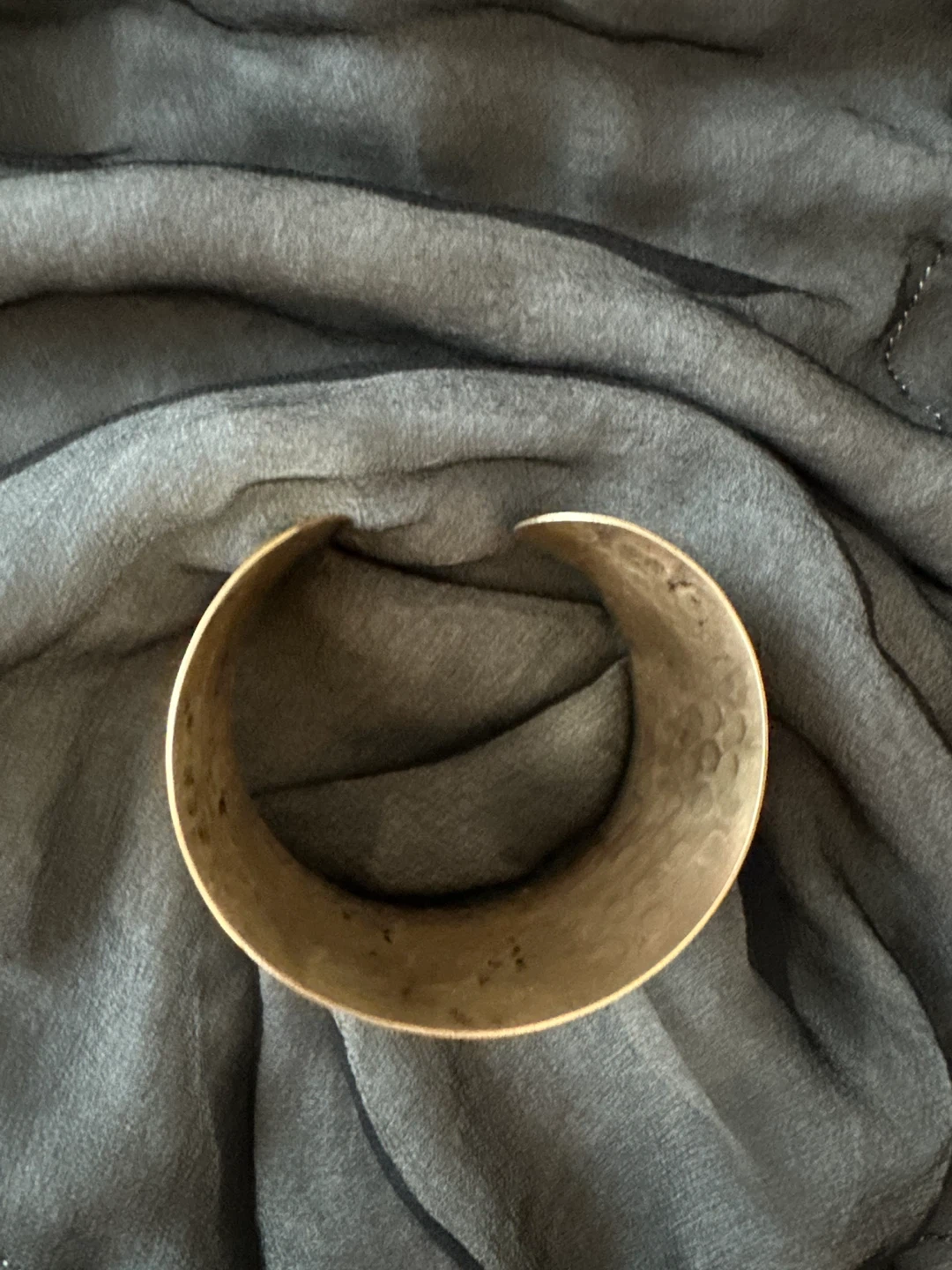 Vintage Wide Hammered Brass Cuff  Boho Statement Bracelet - photo 5