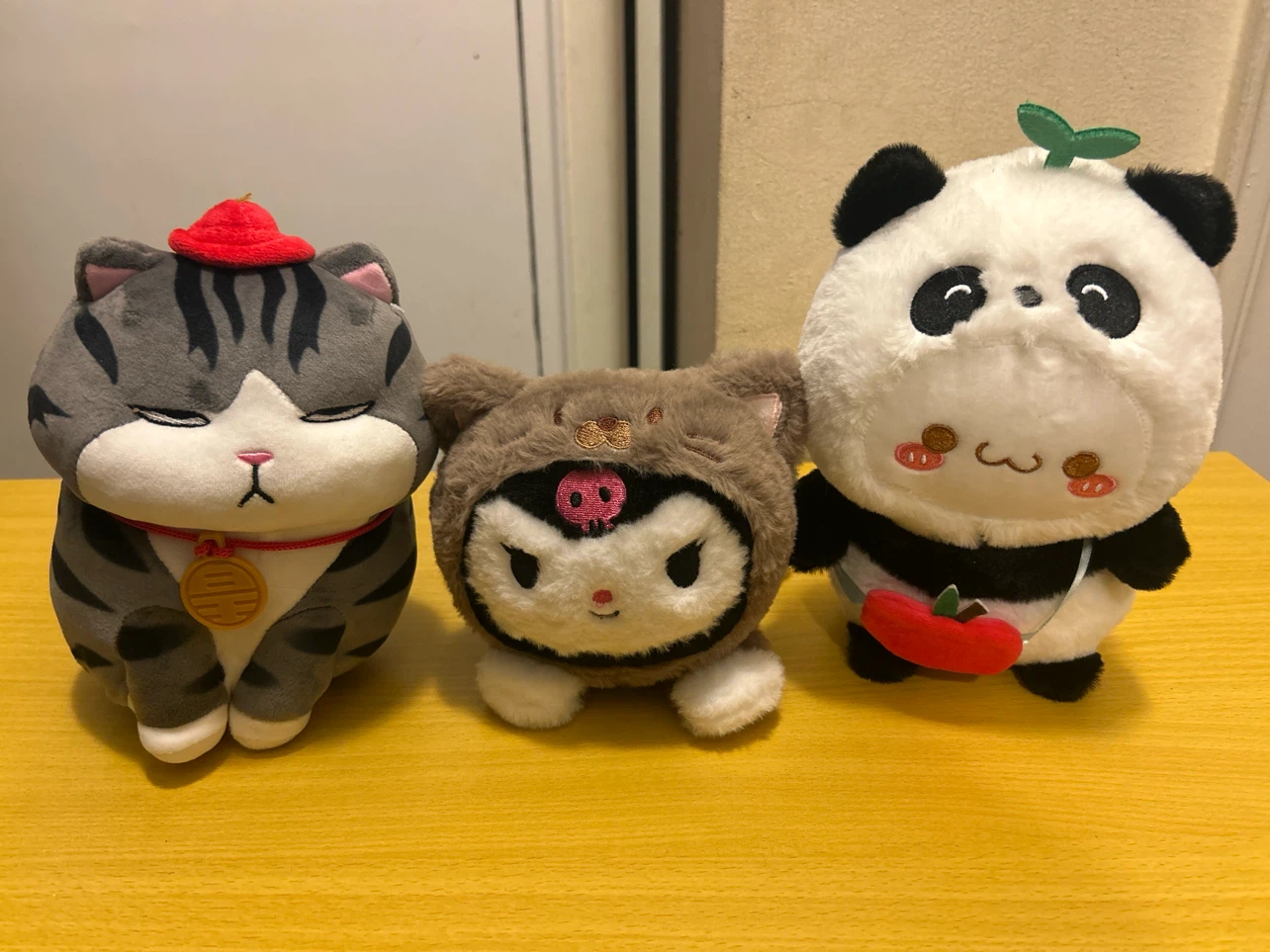 Cute Plush Toys - Cat, Panda, and Kuromi-inspired