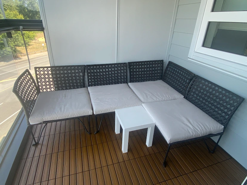 Wicker patio sectional sofa set with cushions