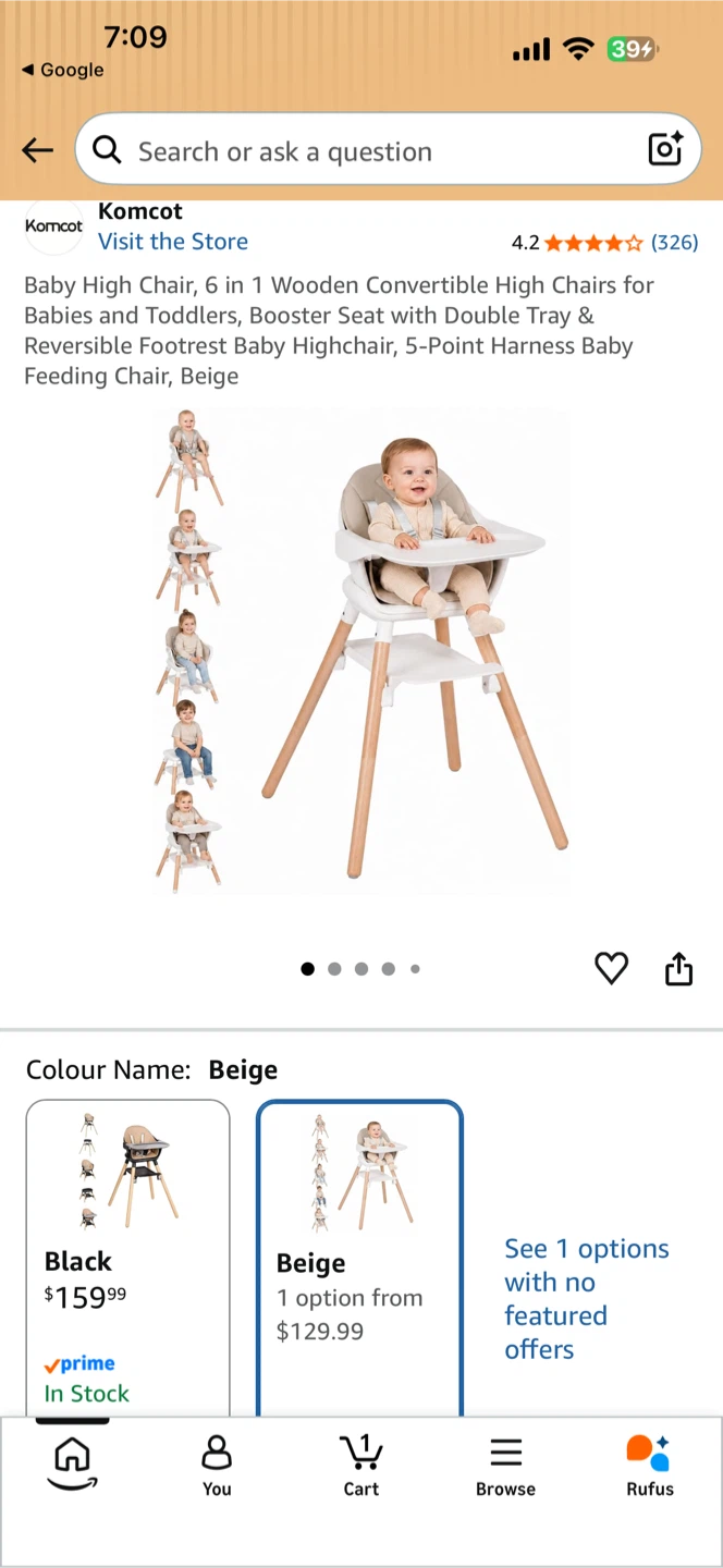 Komcot 6-in-1 Convertible Baby High Chair