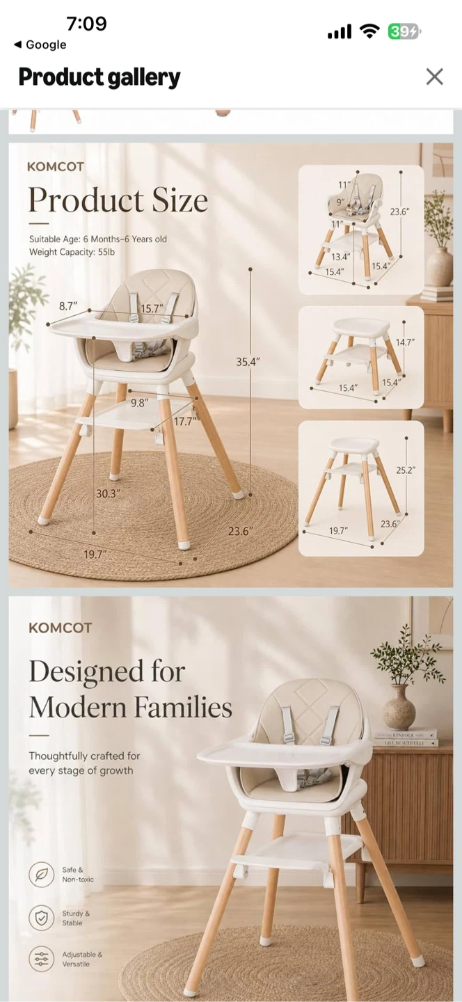 Komcot 6-in-1 Convertible Baby High Chair - photo 2