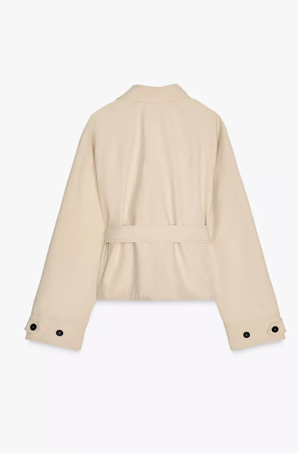 Zara belted short trench coat taupe beige S - photo 4