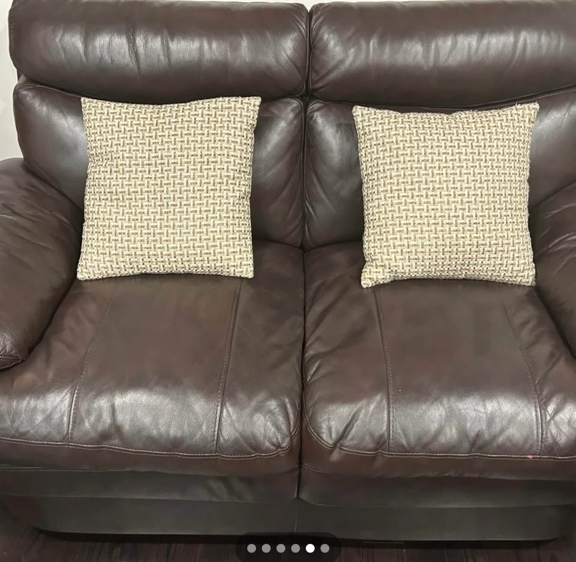 3-Piece Genuine Dark Brown Leather Sofa Set - photo 2