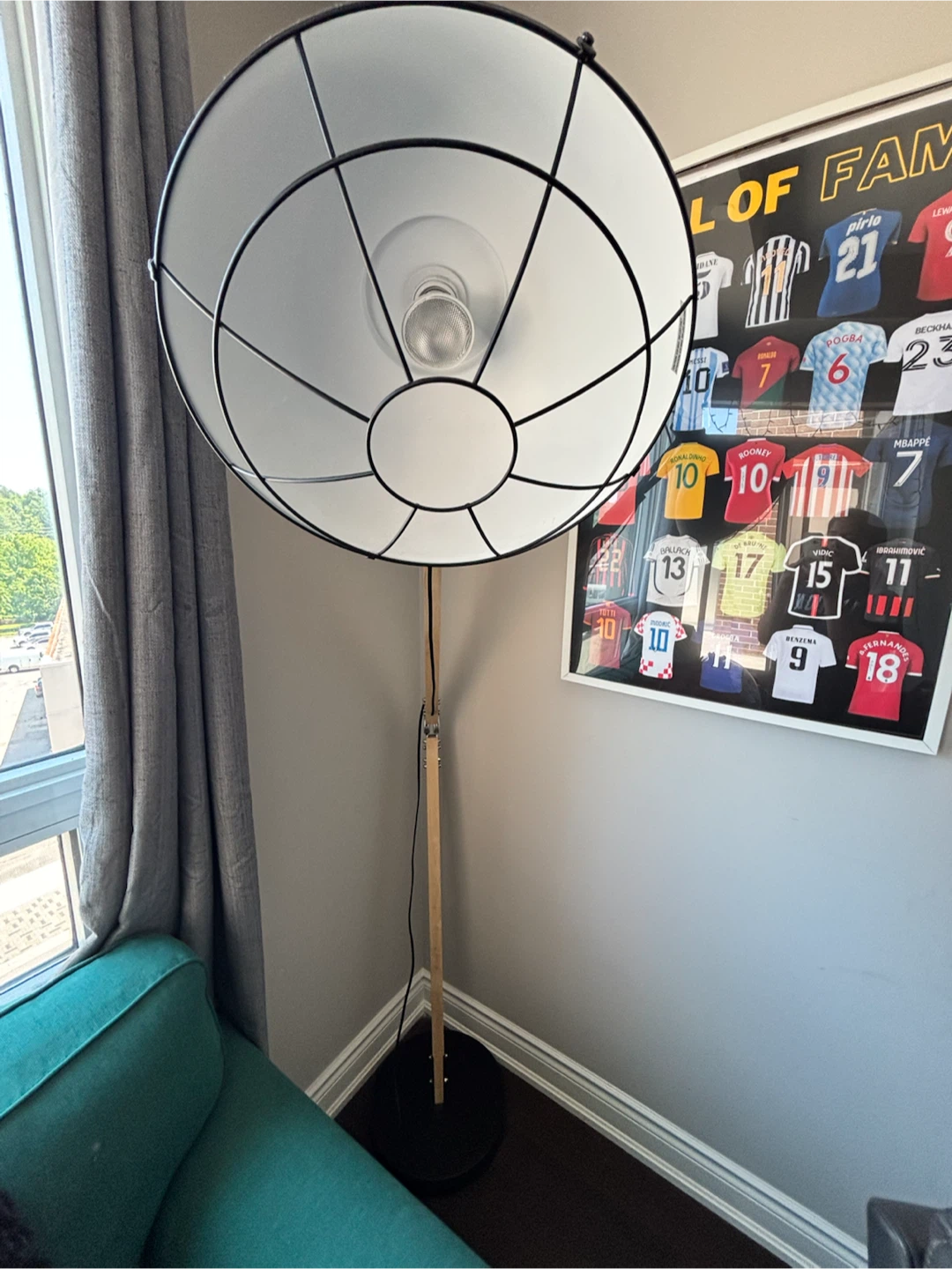 Adjustable Wood Floor Lamp with Metal Shade - photo 2