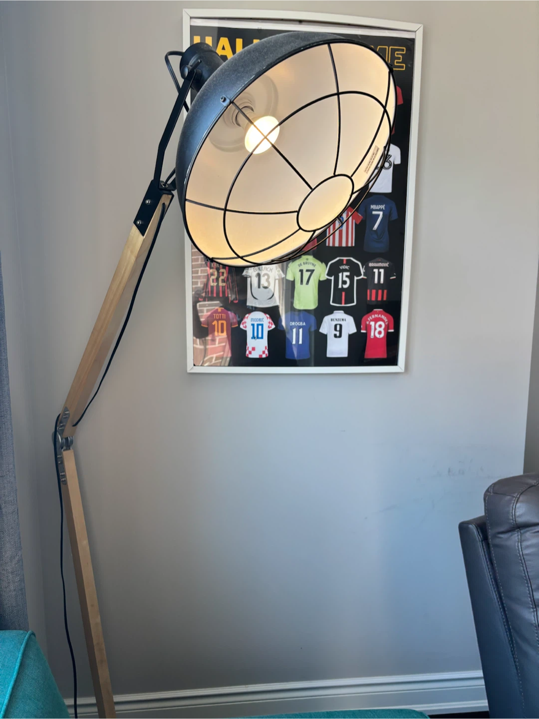 Adjustable Wood Floor Lamp with Metal Shade - photo 3