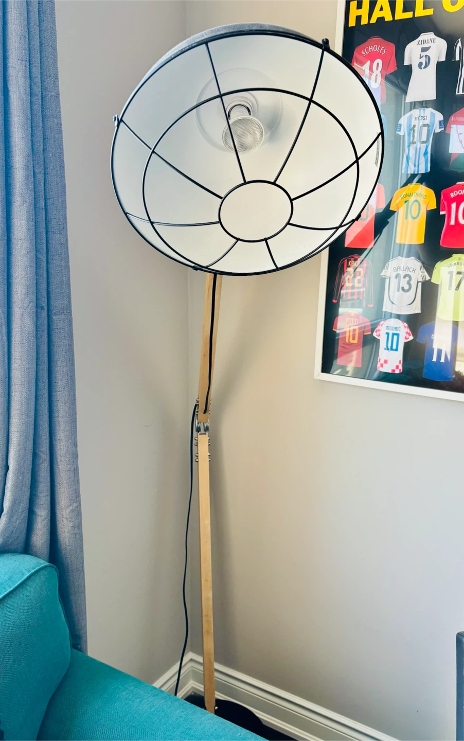 Adjustable Wood Floor Lamp with Metal Shade - photo 5