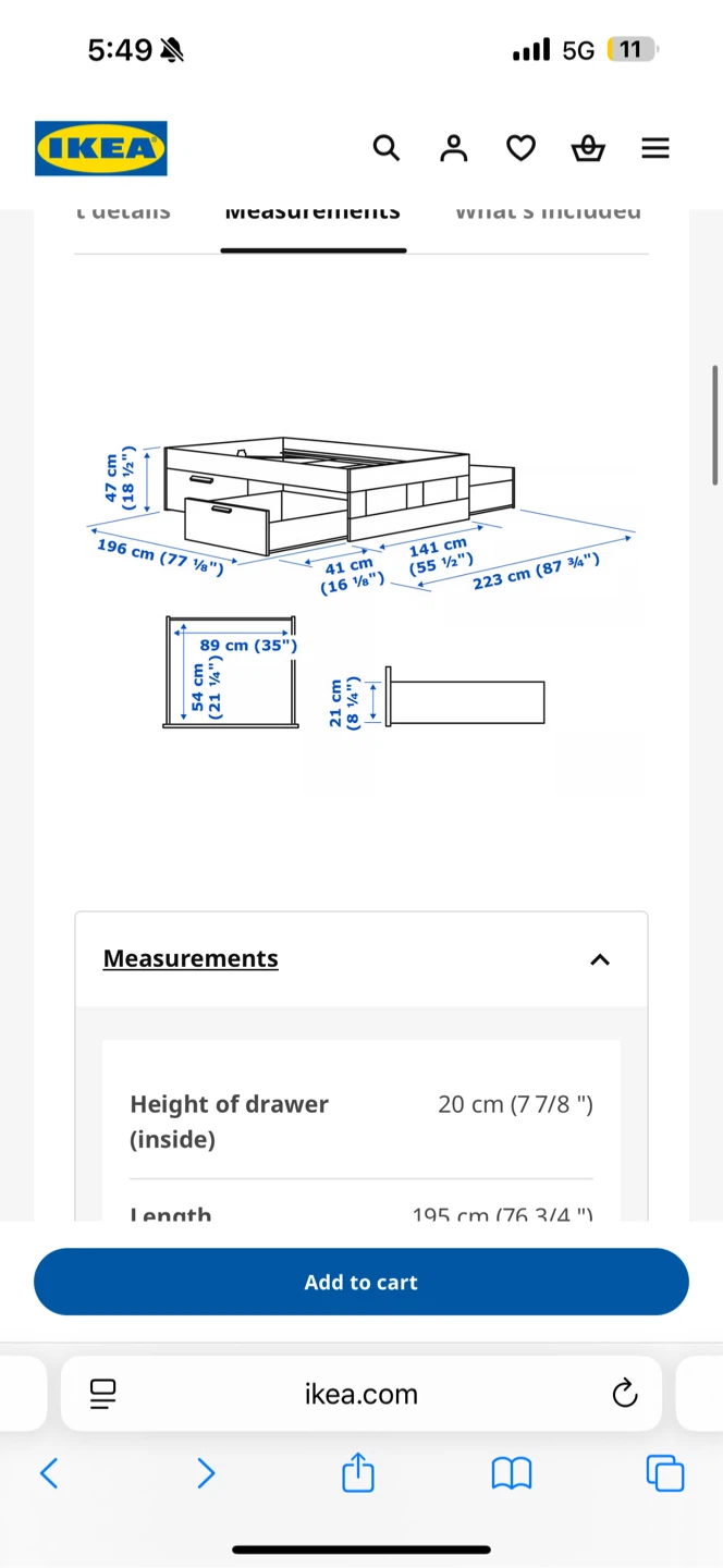 IKEA Bed Frame with Storage Drawers