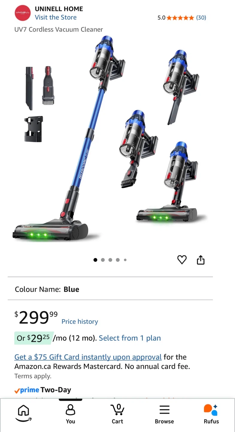 UNINELL HOME UV7 Cordless Vacuum Cleaner - Blue