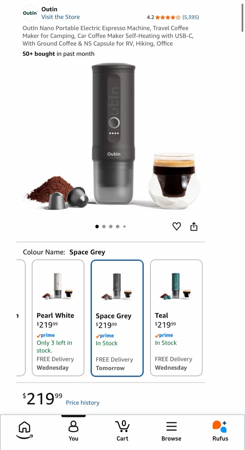 Outin Nano Portable Electric Espresso Machine - Space Grey - photo 2