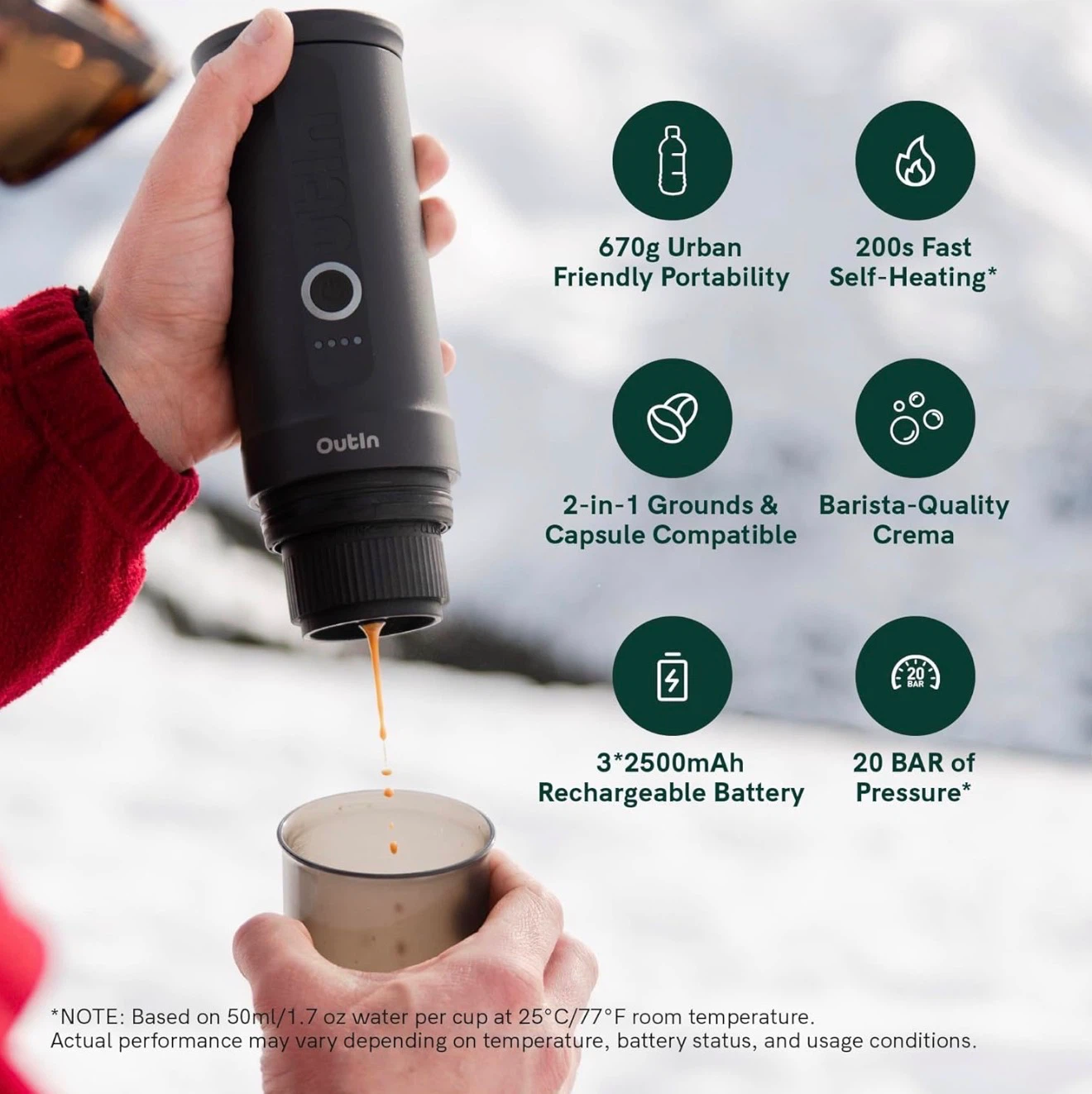 Outin Nano Portable Electric Espresso Machine - Space Grey - photo 4