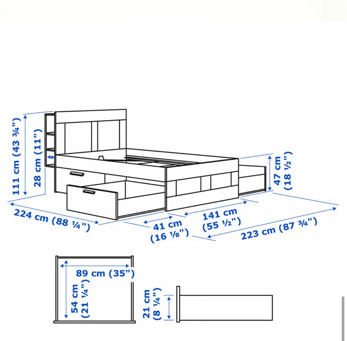 Brimnes Queen Bed-frame (with or without mattress) - photo 2