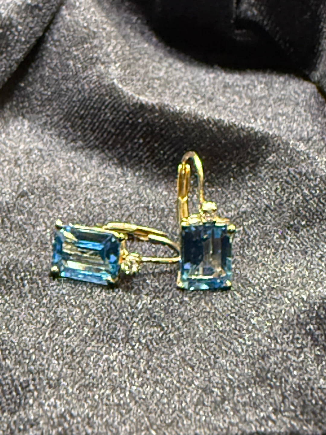 Vintage 14K gold Gold Topaz and Diamond Leverback Earrings - photo 2