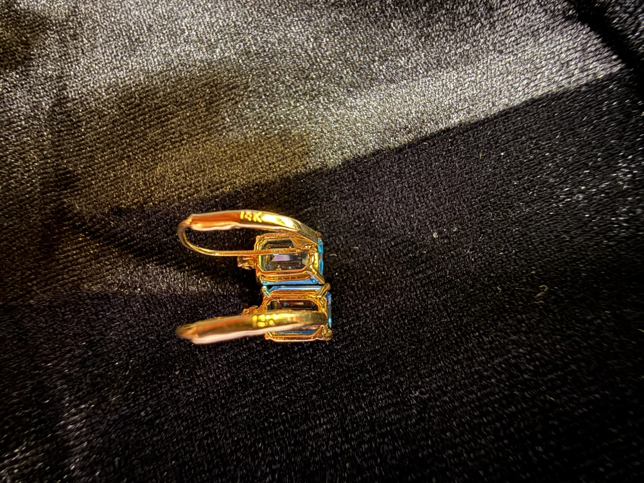 Vintage 14K gold Gold Topaz and Diamond Leverback Earrings - photo 3