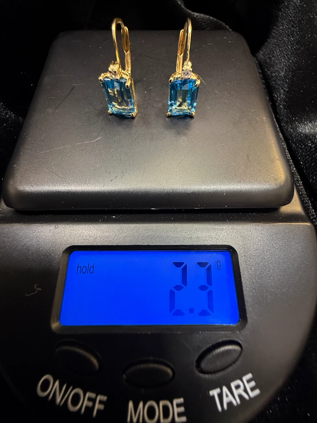 Vintage 14K gold Gold Topaz and Diamond Leverback Earrings - photo 4
