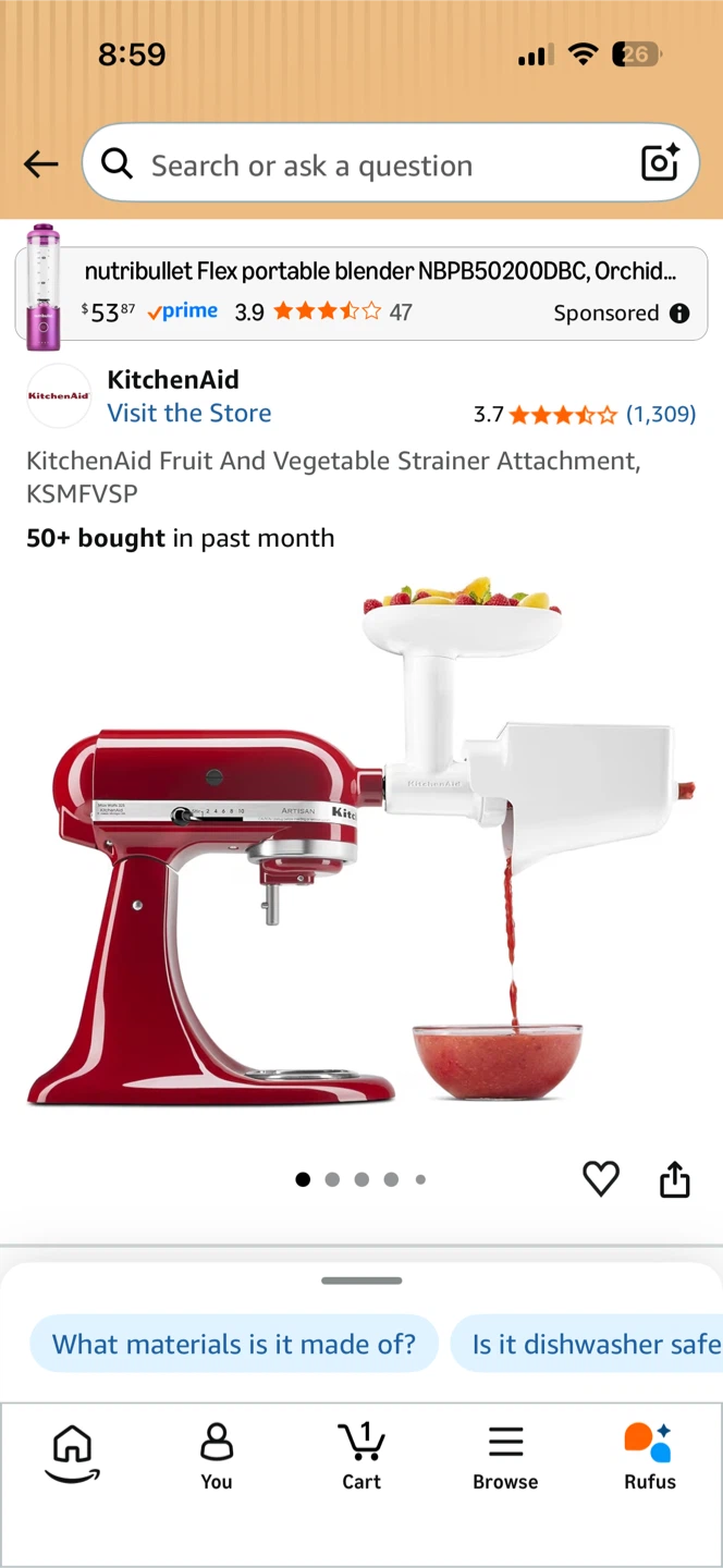 KitchenAid Fruit & Vegetable Strainer Attachment - photo 3