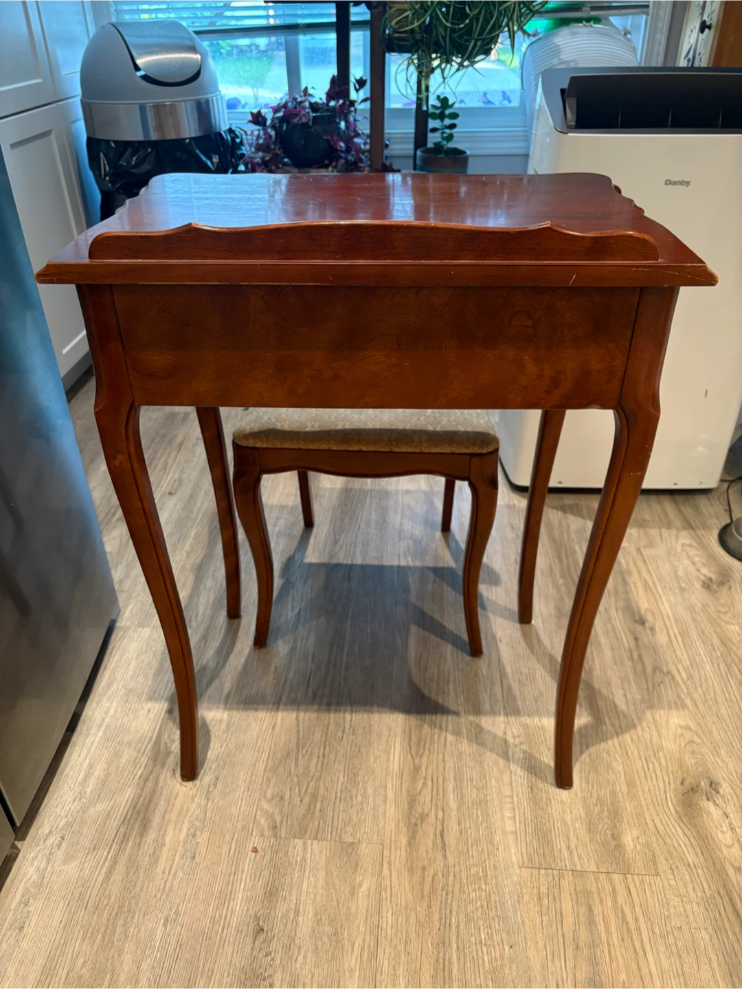 Wooden Side Table with Stool