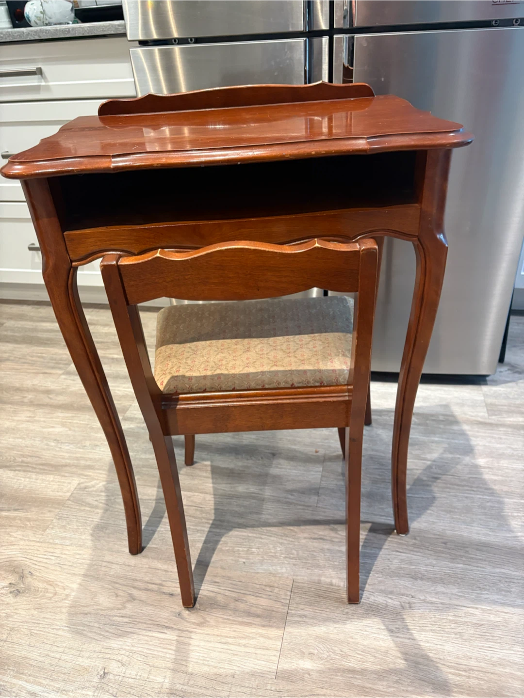 Wooden Side Table with Stool - photo 2