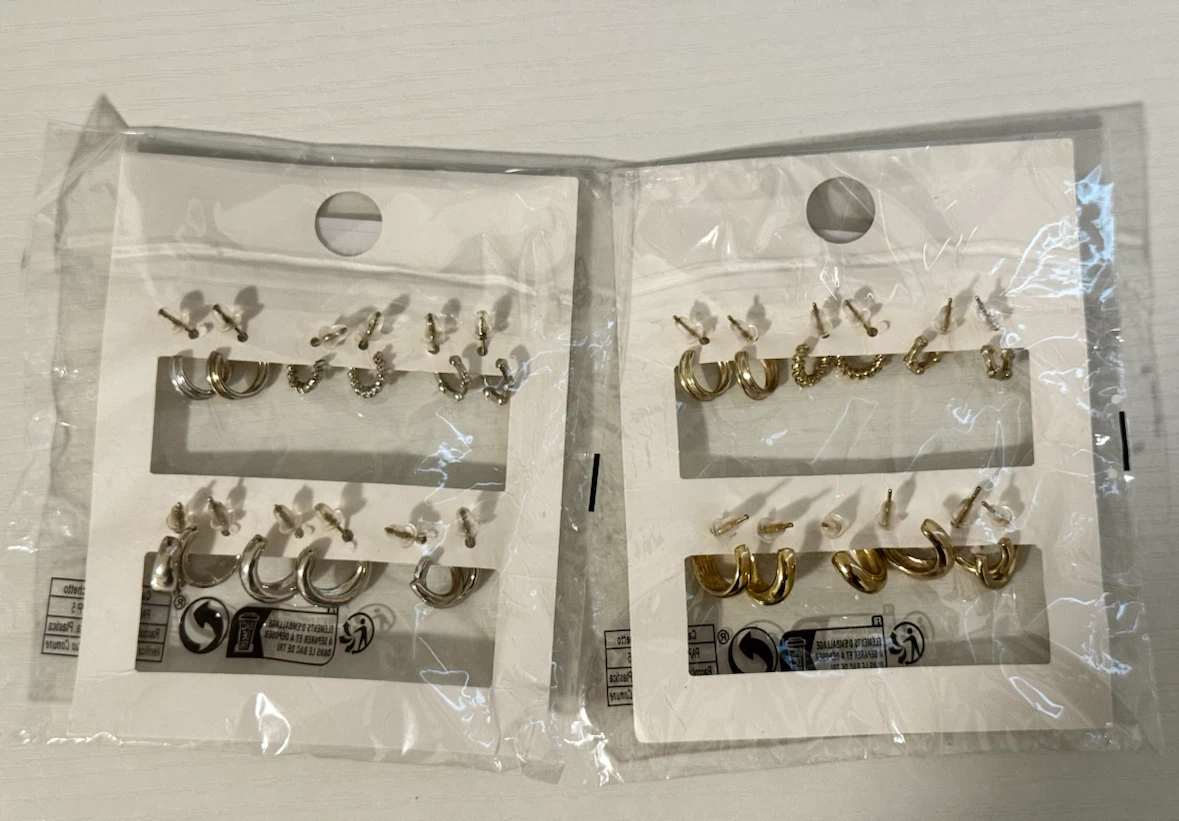 Set of 2 Gold and Silver Tone Hoop Earrings - photo 2