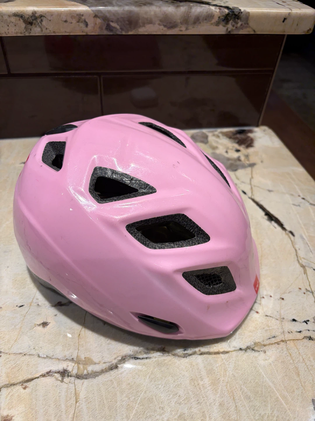 Pink Kids Bike Helmet with Cat Design