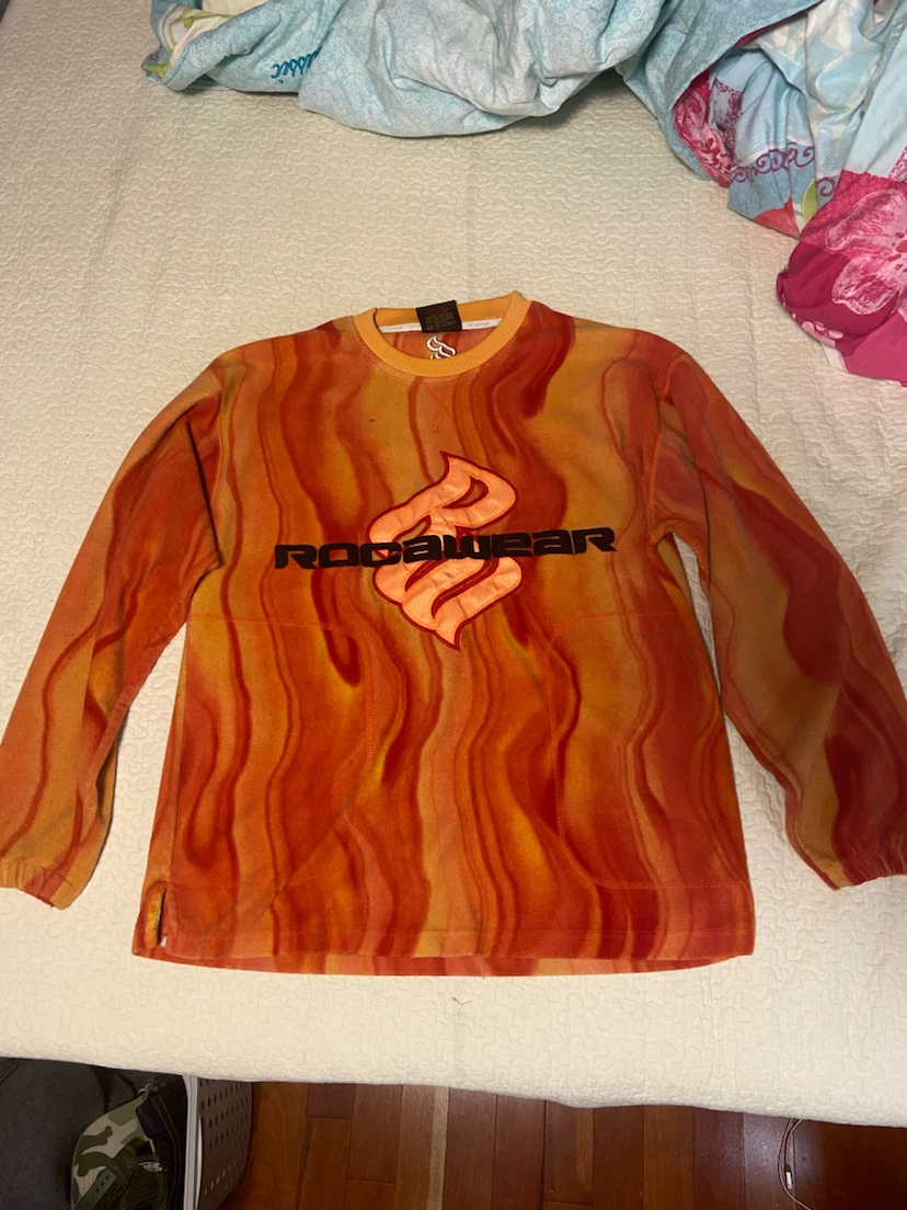 (Made in Korea) Vintage Rocawear Orange Fleece Crewneck