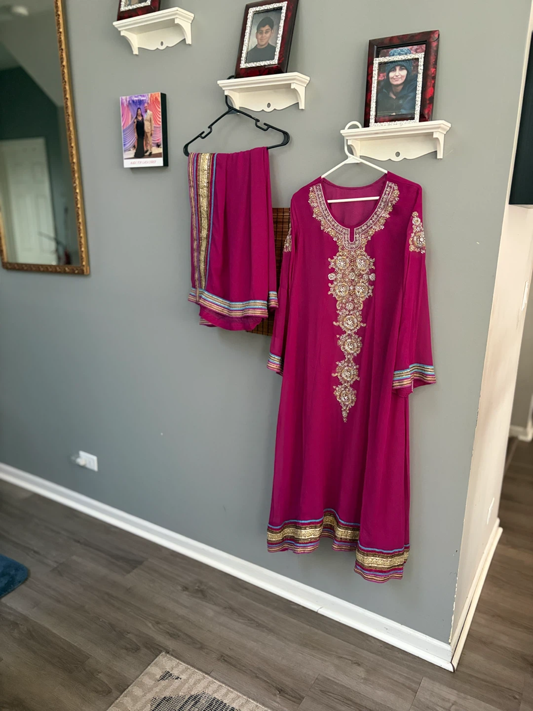 Women's Pink Embroidered Kurti and Dupatta Or Scarf  Set