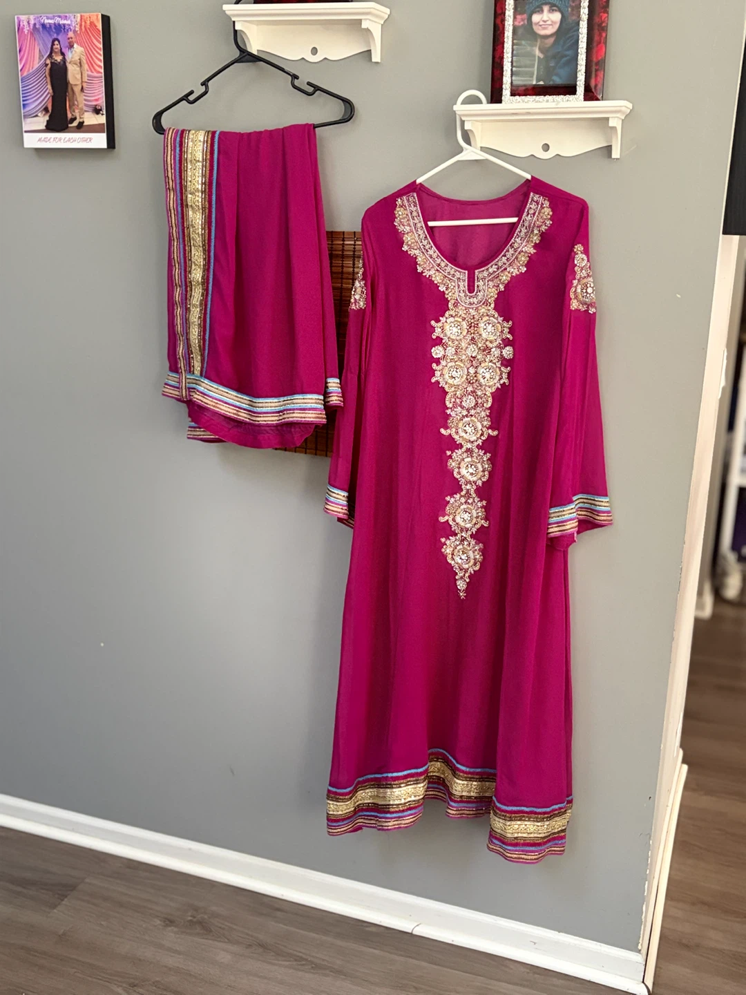 Women's Pink Embroidered Kurti and Dupatta Or Scarf  Set - photo 5