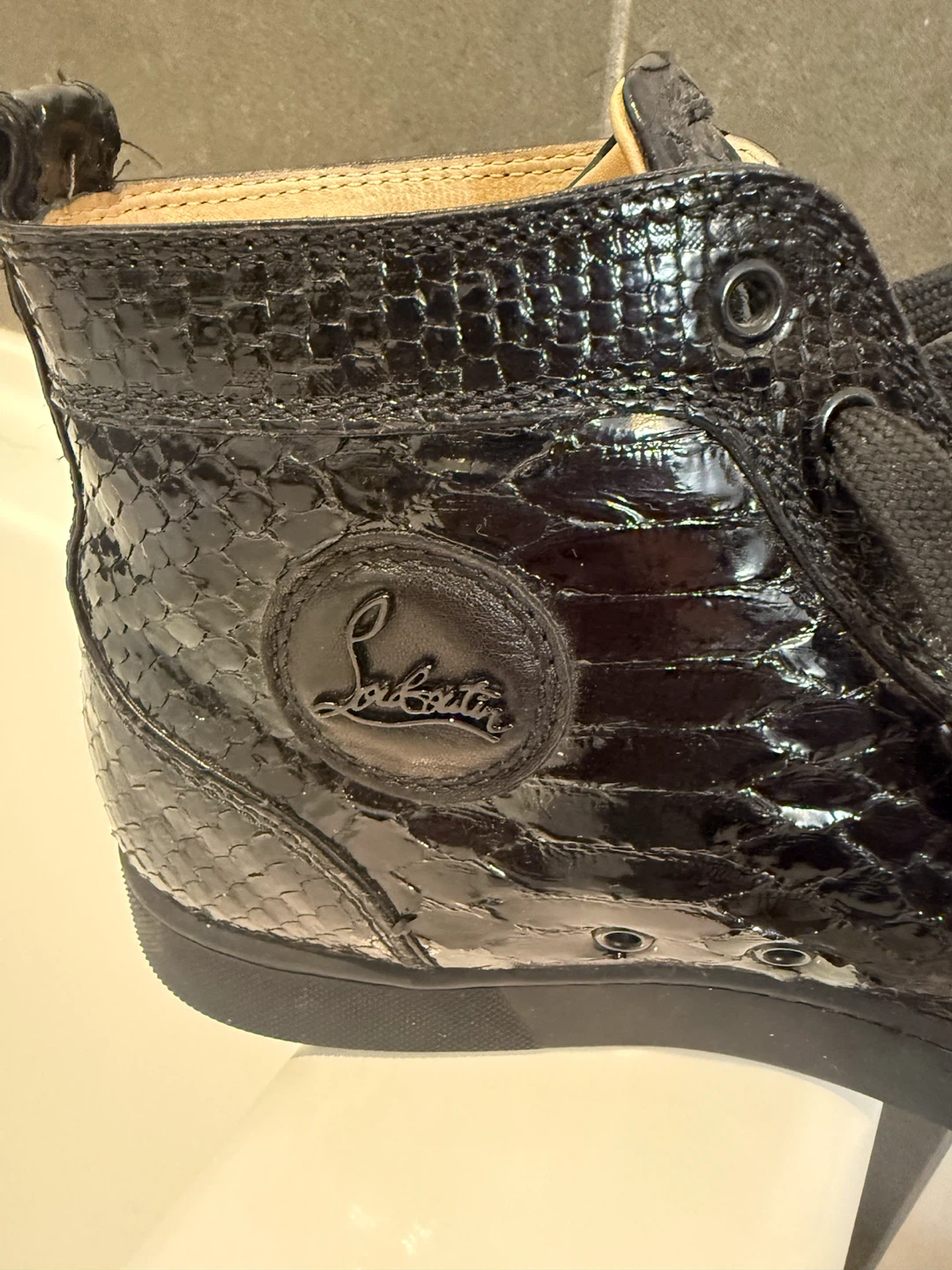 Christian Louboutin Black Python Print Sneakers - photo 3