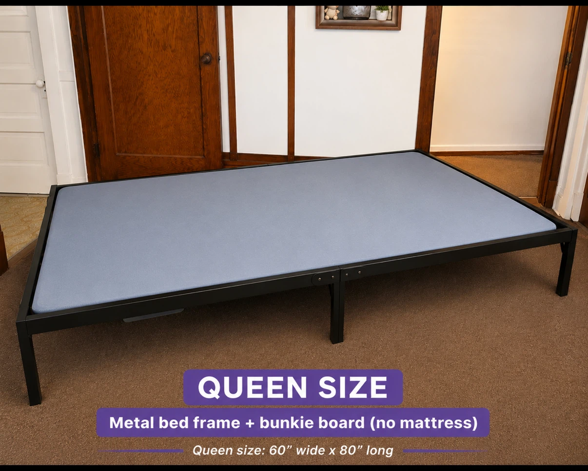Queen size metal frame & bunky board