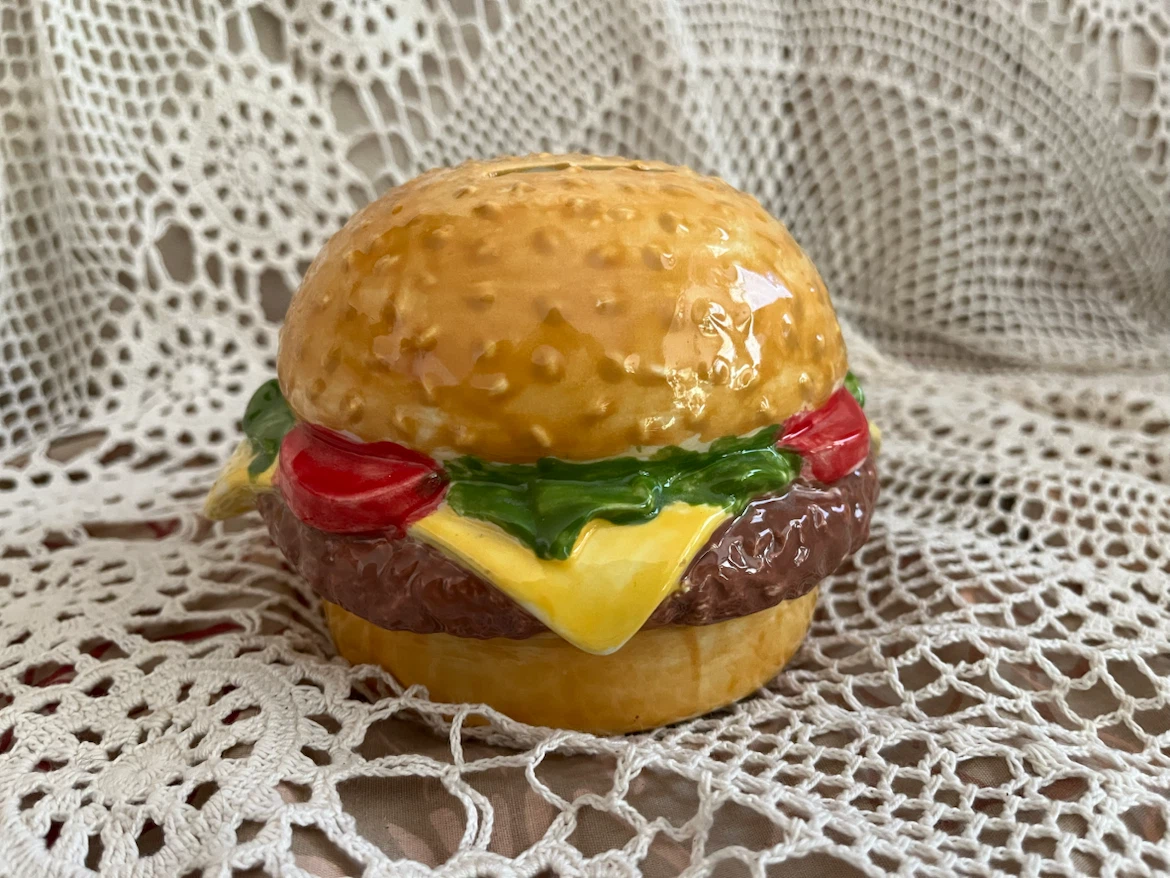 Ceramic Hamburger Coin Bank