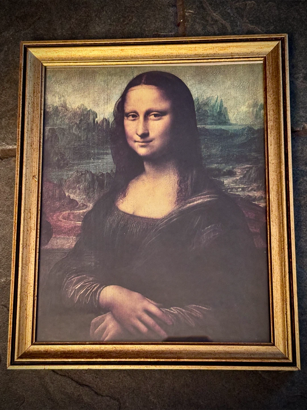 Vintage Italian Hand-Painted Gold Leaf Mona Lisa Miniature