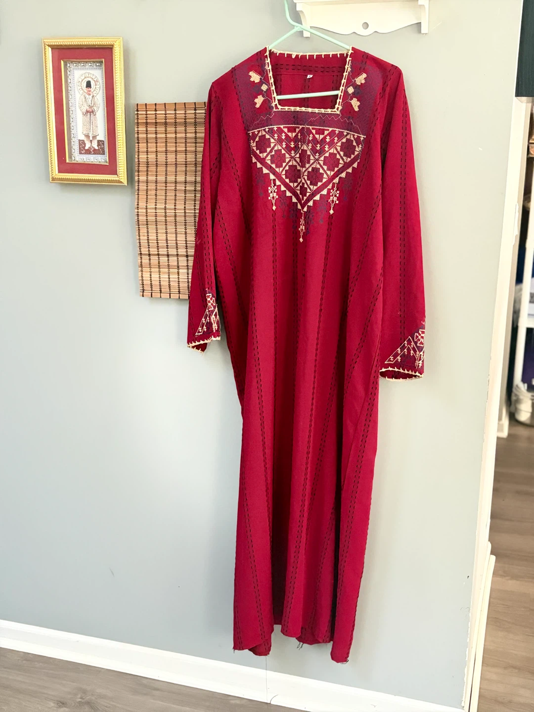 Women's Red Embroidered Kurti or Long Top XL Size