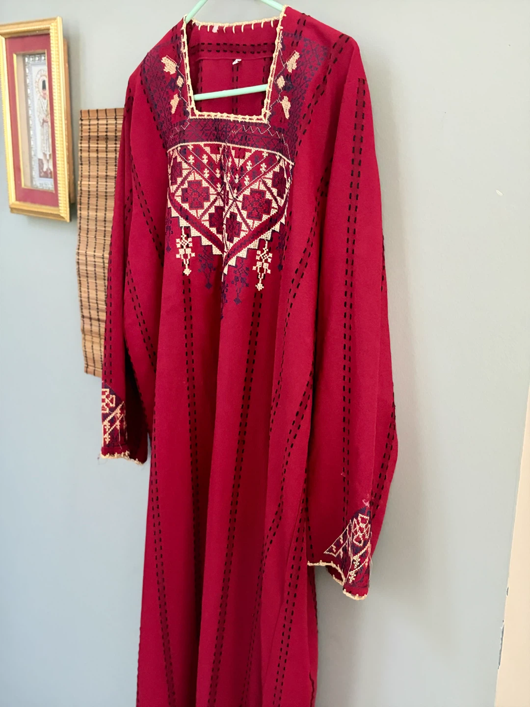 Women's Red Embroidered Kurti or Long Top XL Size - photo 2