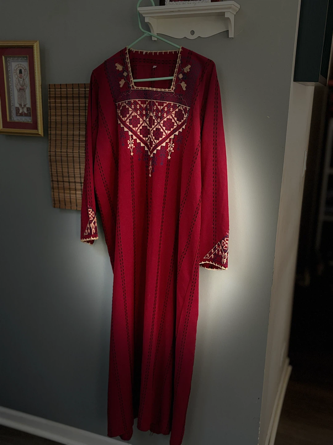 Women's Red Embroidered Kurti or Long Top XL Size - photo 4