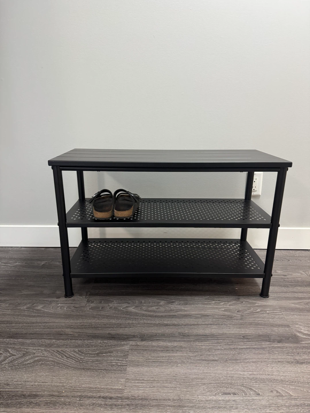 Black 3-Tier Shoe Rack Bench