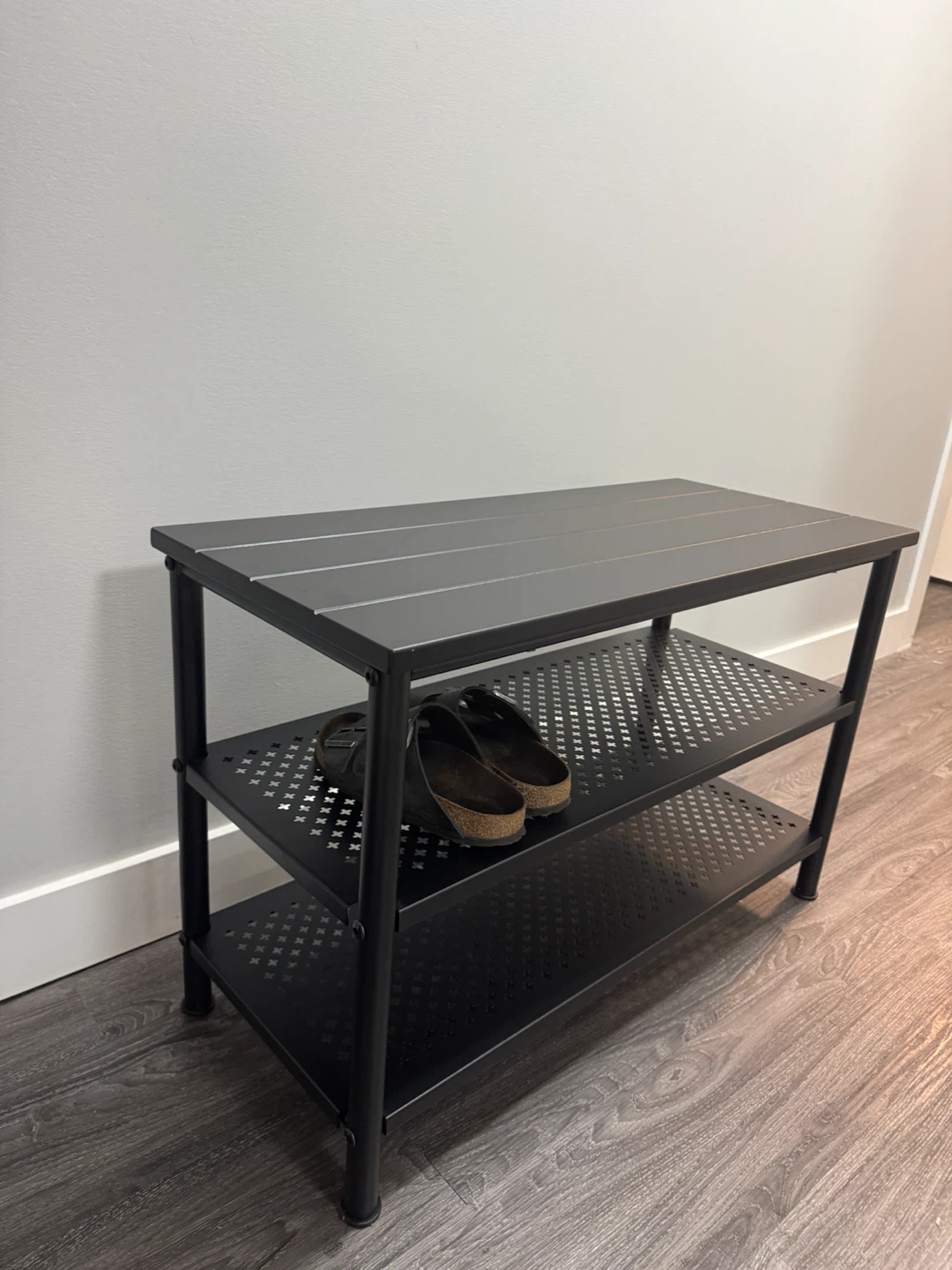 Black 3-Tier Shoe Rack Bench - photo 2